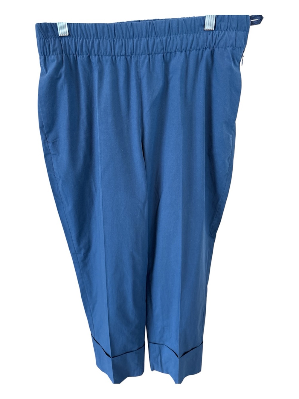 Akris Punto Cropped Elastic-Waist Blue Pants